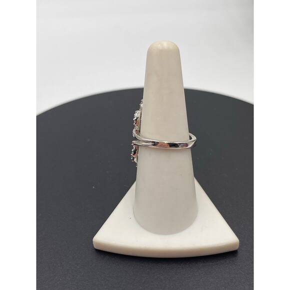 Designer Signed Sterling Silver 925 Filigree Marquise and Pave CZ Ring Sz 8.5 - Picture 2 of 11